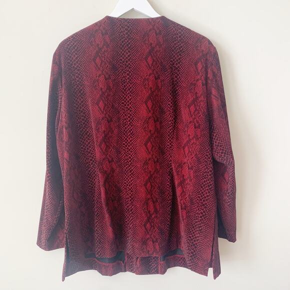 Vintage LeslieFay Jacket Blazer Red Animal Print Coat Size 18W Plus Petite Short - Picture 2 of 3